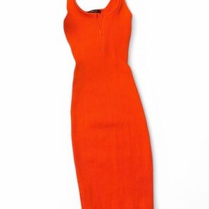 Orange Ribbed Knit Dress